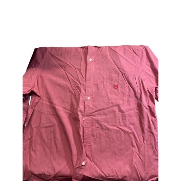 Chaps Easy Care Shirt Mens Size XL Red Long Sleeve Crest Logo Button Down - Picture 1 of 3